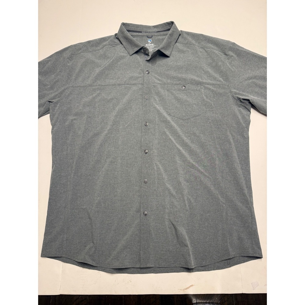 Kuhl Mens Tapered Fit Short Sleeve Button Down Shirt Gray XXL Style 7316